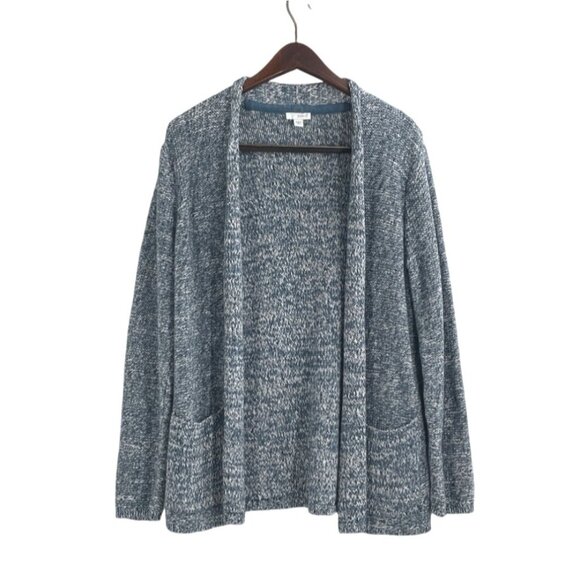 Pure Jill J. Jill Womens Size S Open Front Cardigan Knit Sweater Blue Roll Neck - Picture 1 of 7